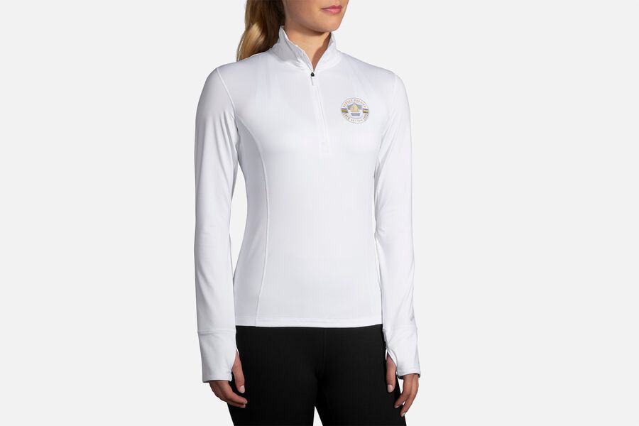 Brooks Women's Dash 1/2 Zip Outerwear White/Team Brooks ( BNOJP4239 )